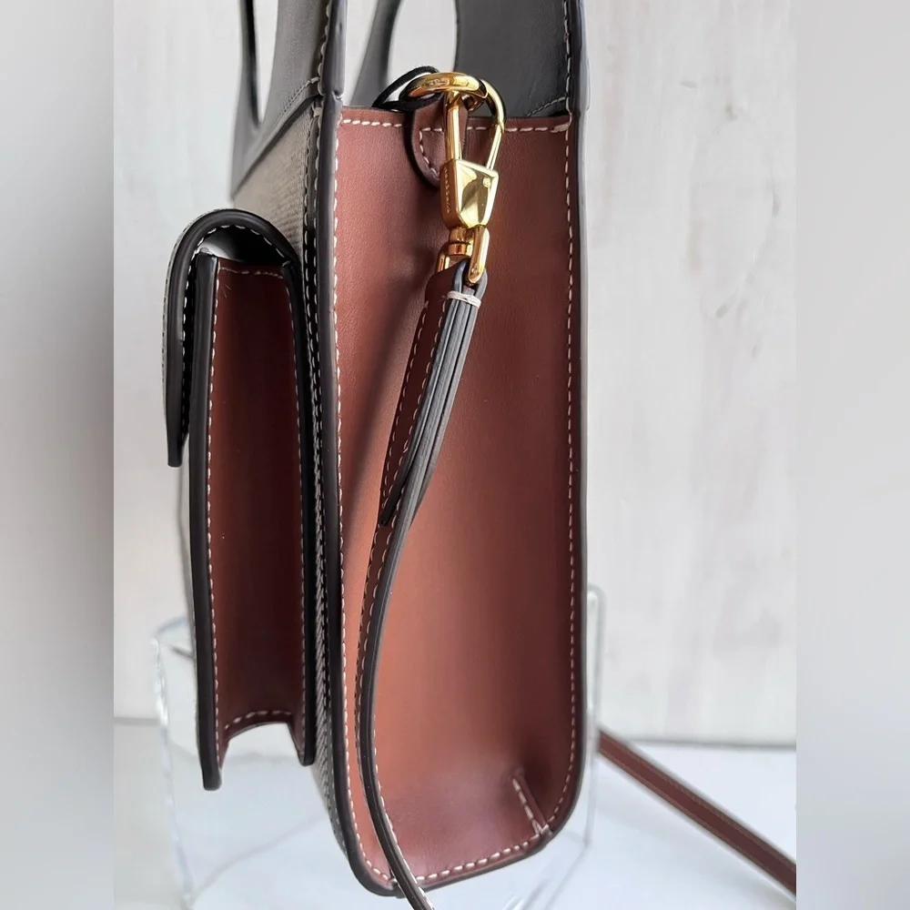 BURBERRY Horseferry Logo Canvas and Leather Pocket Bag